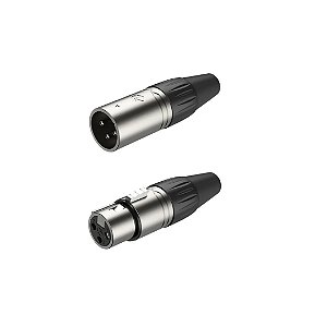 Kit  Conector Roxtone XLR 1 XP3FM Macho + 1 XP3FM Fêmea Acab. Niquelado