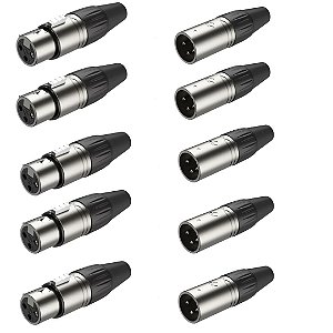 Kit Conector Roxtone XLR  XP3FM Macho + XP3FM Fêmea  5 de cada