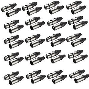 Kit Conector Roxtone XLR  XP3FM Macho + XP3FM Fêmea  20 de cada