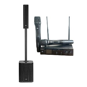 Kit Sistema de Som Vertical Lexsen VL10 + Microfone Sem Fio Duplo Lexsen NXS902C HT2