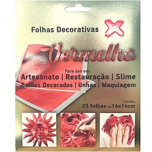 Folha Imitação 25 unidades 14x14cm - Vermelho