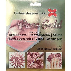 Folha Imitação 25 unidades 14x14cm - Ouro Rose