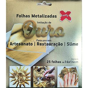 Folha Imitação 25 unidades 14x14cm - Ouro