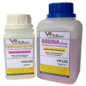 Resina Epóxi Rígida VR100 0,500kg – Baixa Viscosidade - Endurecedor 0,250kg