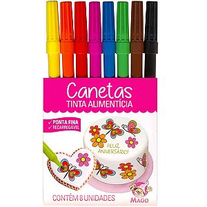 Kit de Canetas Tinta Alimentícia - 8 Cores