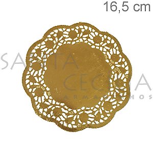 Toalha Rendada de Papel Ouro 16,5 cm - 20 unidades