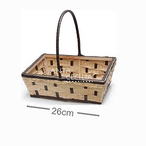 Cesta de Madeira e Palha Trançada Vovó 1 - 16x26cm