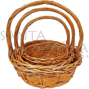 Cesta de Fibra Redonda Cerejeira Ref. W6-1 - kit com 3 unidades