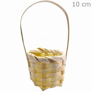Mini Cesta de Bambu com Alça Ref.IX-001 - Modelo Redonda
