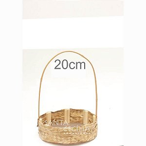 Cesta de Bambu e Palha Trançada Redonda 20cm - R$10,90