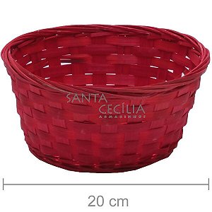 Cesta de Bambu Redonda HL153213 - Vermelha