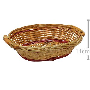Cesta de Fibra Natural Marrom com Vermelho - Ref. FD25-6