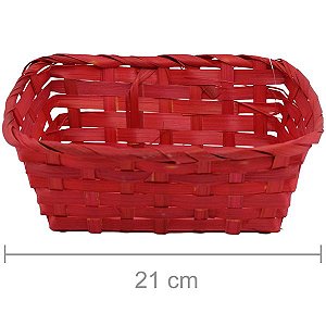 Cesta de Bambu Retangular Ref. 9328 - Vermelha