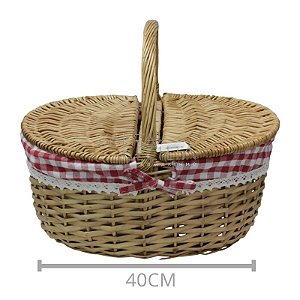 Cesta de Piquenique Vime Com Tampa Babado - Ref. DH078