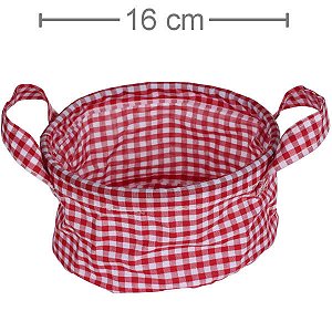 Cesta em Tecido Ref QL81066-35 - Xadrez Vermelha