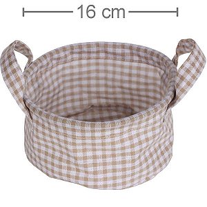 Cesta em Tecido Ref.QL81066-37 - Xadrez Bege