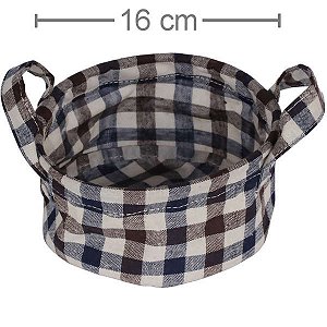 Cesta em Tecido Ref.QL18066-93 - Xadrez Azul/Bege/Marrom