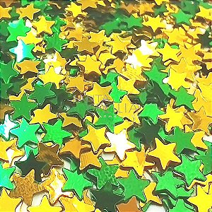 Estrelinha 4mm Verde Amarela - Metalizada 2g