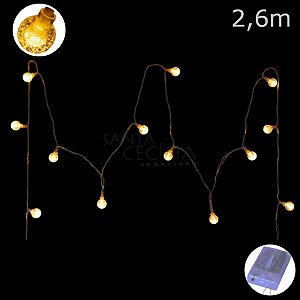 Cordão LED Bolas Luminárias 2,6m Ref.7203-2 Branco Quente