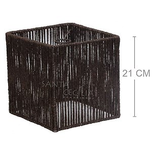Luminária Rústica Quadrada - Sisal Marrom - R$76,50