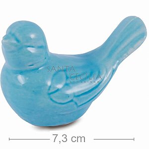 Pássaro Decorativo Cerâmica - Azul