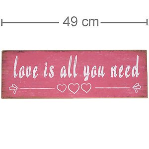 Placa Decorativa em MDF - Love is All You Need 15X45cm