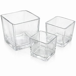 kit Mini Vasos de Vidro - 7x7,5cm - 6x6cm - 5x5cm
