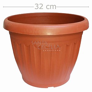 Vaso Grego Decorativo Plástico Redondo - Marrom