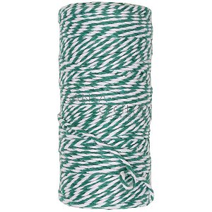 Barbante Listrado 1,5mm B3B4 - rolo com 100m - Verde Bandeira