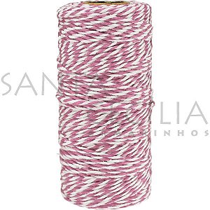 Barbante Listrado 1,5mm B3B4 - rolo com 100m - Rosa