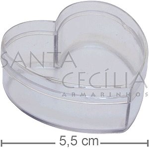 Caixa Coração em Acrílico 5,5 cm - 10un. - Incolor