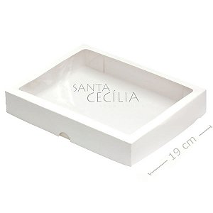 Caixa Retangular com Visor S9 19 x 25 x 4 cm - 10 unid - Branco