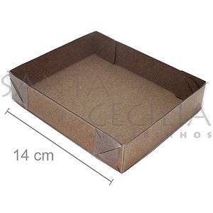 Caixa de Papel Kraft com Tampa de PVC CH-02 14x11,5x3 cm - 20un.