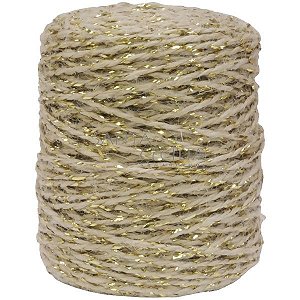 Fio de Juta Natural com Fio Ouro Cód. 631 - 70m