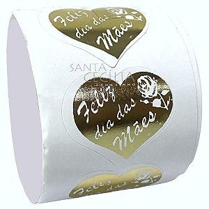 Etiqueta Adesiva - 100 unid. - Feliz das Mães - Dourado