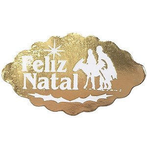 Etiqueta Adesiva - 100 unid - Feliz Natal Ouro