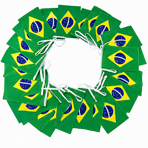 Varal de Bandeiras do Brasil 14 x 21 cm 10 metros