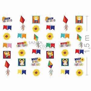 Cortina Decorativa Junina 36 Peças - Viva São João Ref.23012560