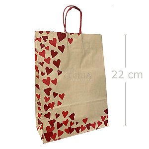 Sacola de Papel - Kraft Coração 22 cm