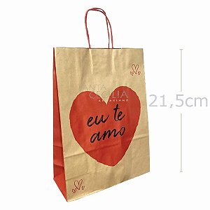 Sacola de Papel - Eu te Amo 21,5 cm