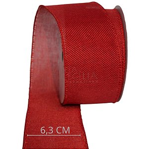 Fita de Juta Sintética Aramada Ref.1031-2R - 6,3cm x 9m - Vermelha
