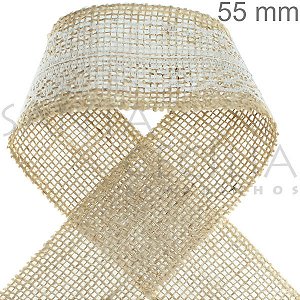 Fita de Juta Natural com Renda Cód. 366 - 55mm x 9,5m