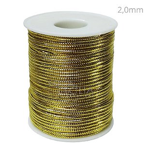 Cordão Metalizado 2mm 50m - Ouro