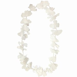 Colar Havaiano de Flores Plástico Branco - 10 unid.
