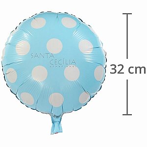 Balão Metal Redondo Azul com Poá Branco