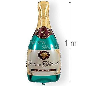 Balão Metal Garrafa Champagne 48x98cm Ref ZW-50171