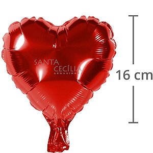 Balão Metal Coração 16x16cm Vermelho REF ZW-71700