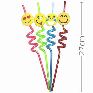 Canudo para Drinks Espiral Rigido 4unid. - Emoji Ref. Ha443