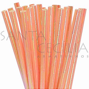 Canudo de Papel Furtacor Salmão - pacote com 25 un.