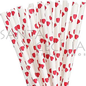 Canudo de Papel Coração - pacote com 12 un.